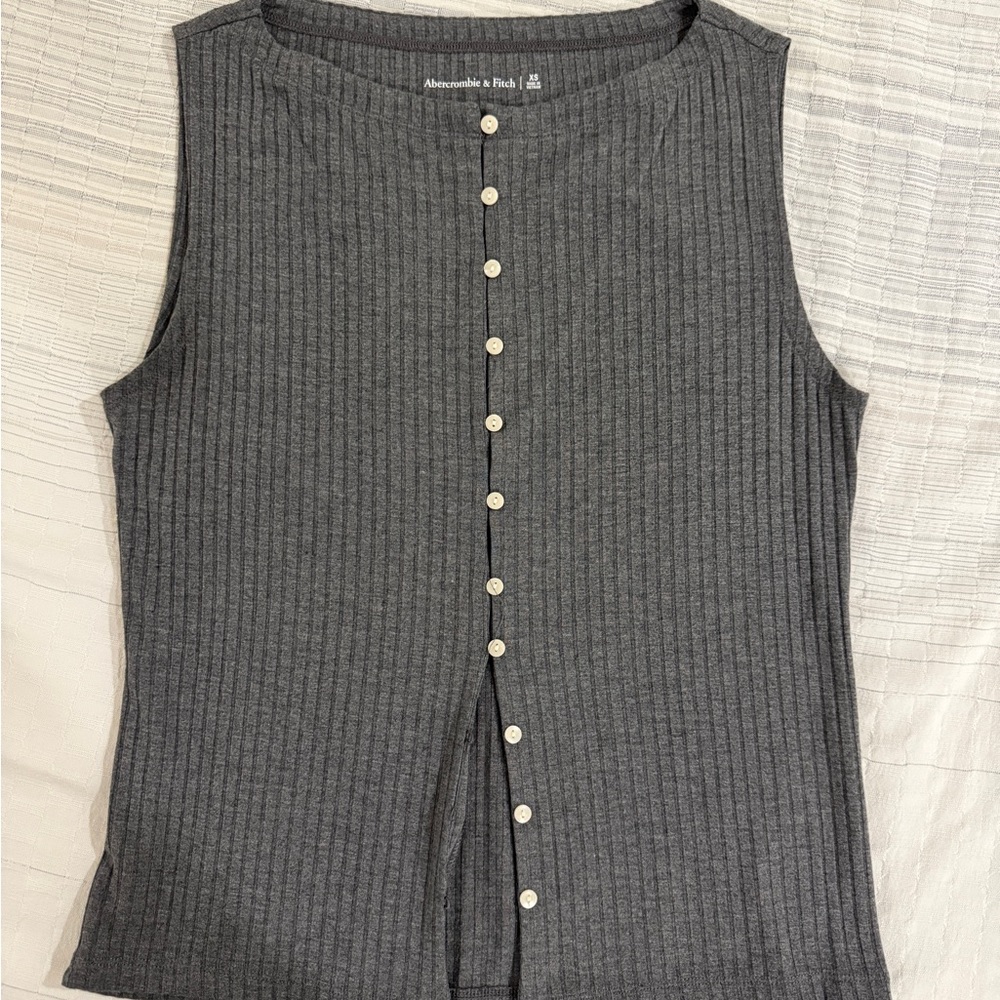 Abercrombie & Fitch Gray Button Down Tank Top